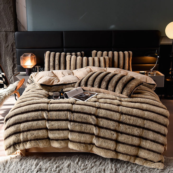 Milk Fiber Fleece Bedding Set, Geometric, 4-Piece