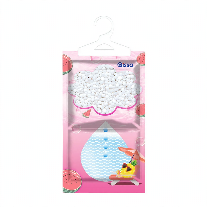 Hanging dehumidifier bag with calcium chloride