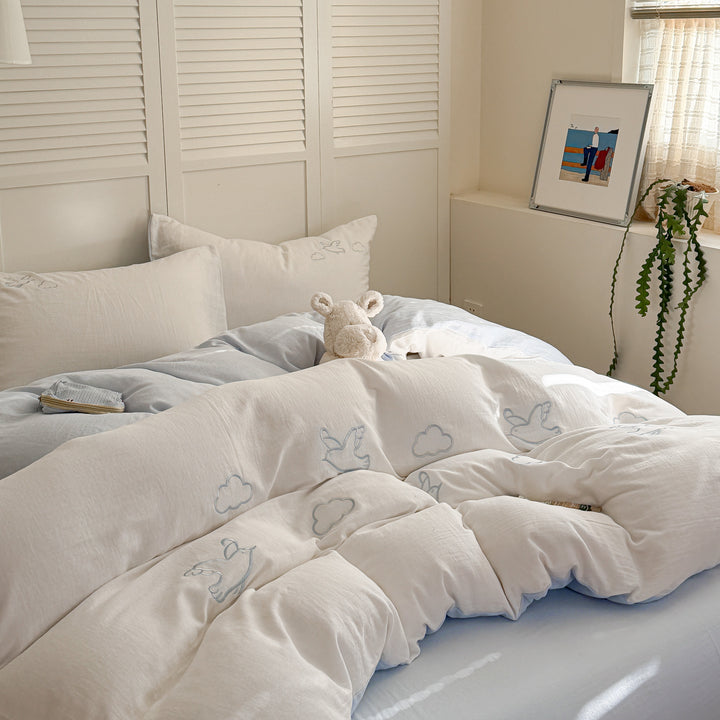 Cotton bedding set, 4-piece, cartoon pattern