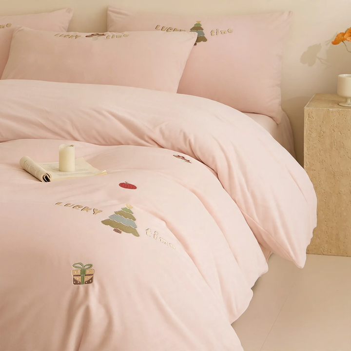 Winter bedding set, milk fleece, geometric pattern