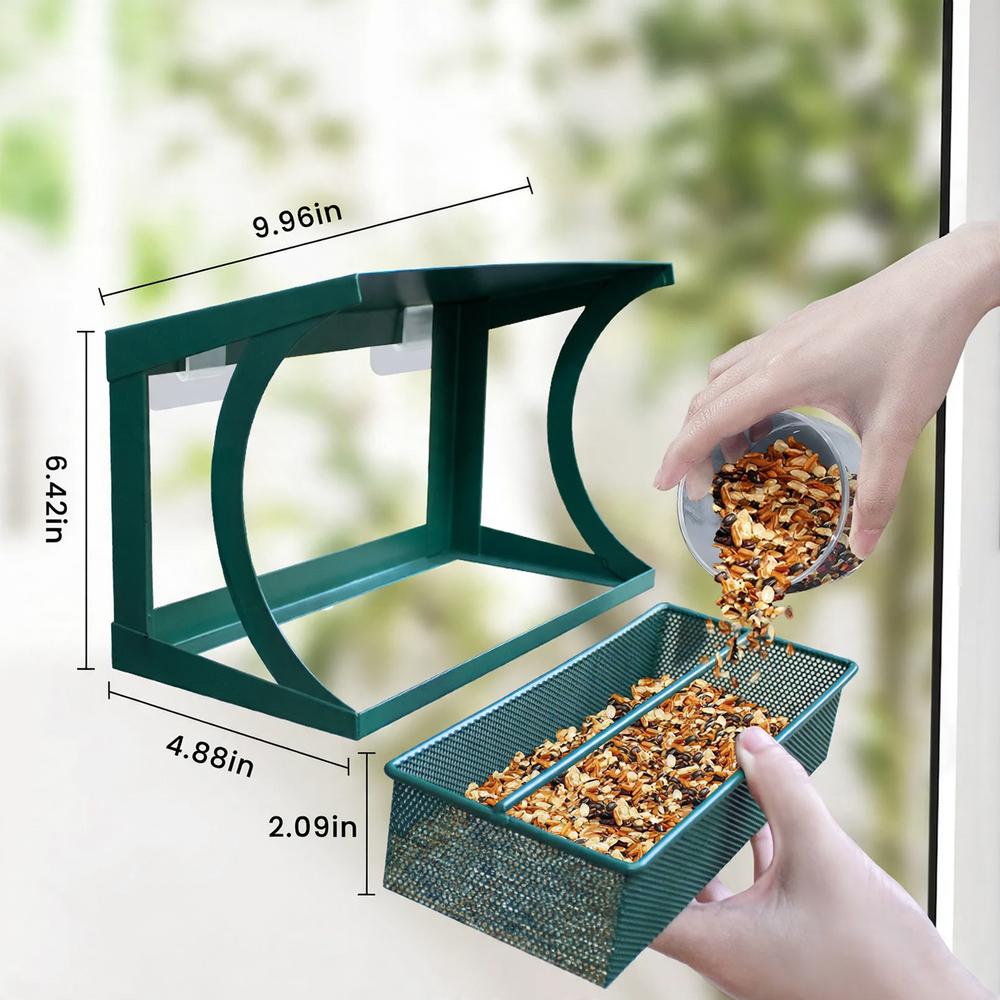 Metal Bird Feeding Station for Window Wall Mounting
