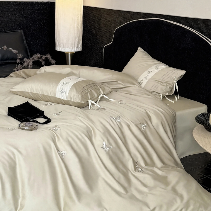 Cotton bed linen set, 100 cotton, embroidered