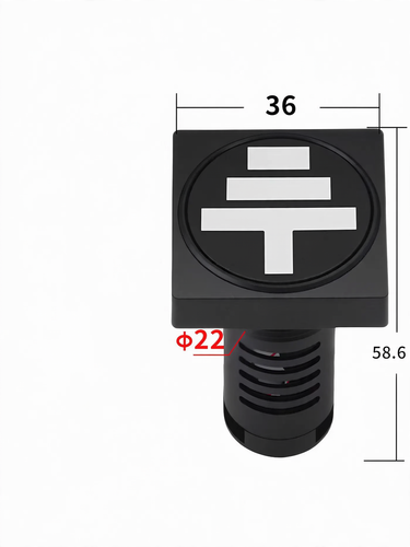 Square two-color LED grounding indicator, 22 mm