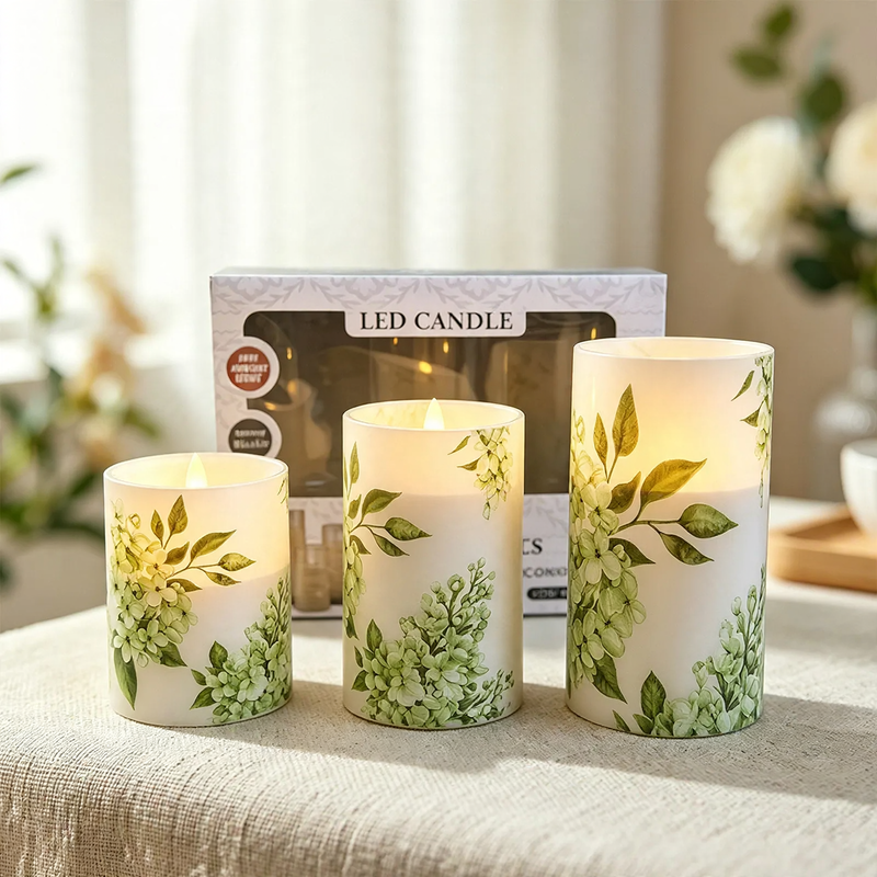 Rechargeable LED candles in a set of 3