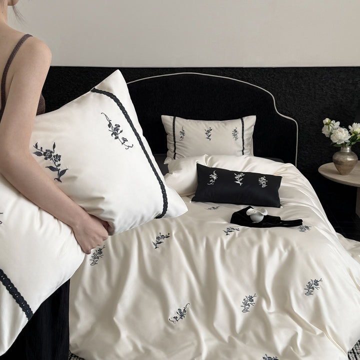 Bedding set, cotton, embroidery, floral pattern