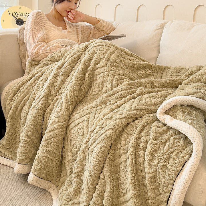 Fluffy flannel throw blanket, double-sided thickened, various sizes