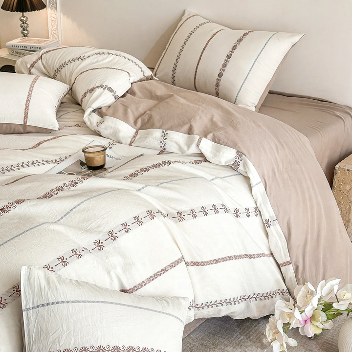 Cotton bedding set, 4-piece, Jacquard