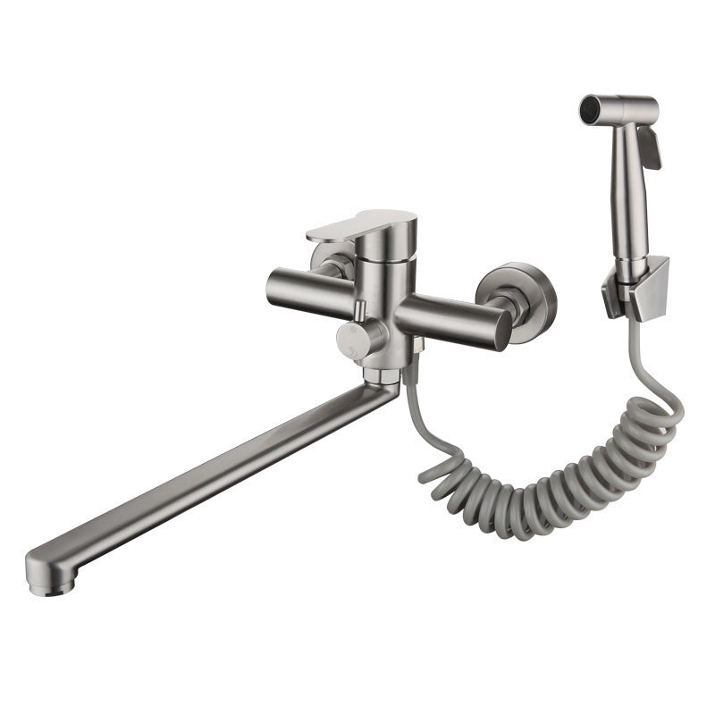 Wall-mounted mixing faucet with swivel outlet