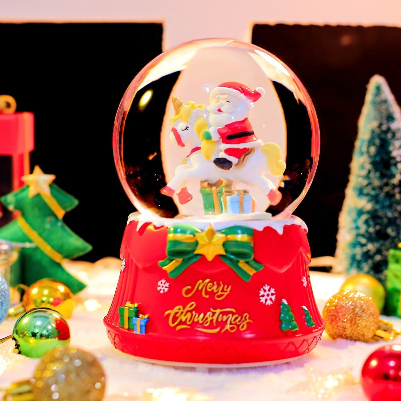 Christmas snow globe with light, music, and snow effect