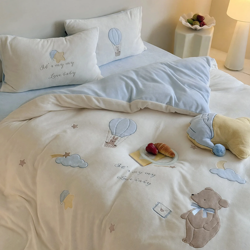 Heat bedding set, 4-piece, milk fiber, cartoon design
