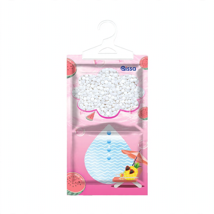 Hanging dehumidifying bags for wardrobes