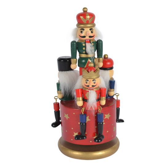 Hand-painted nutcracker music box made of pine wood