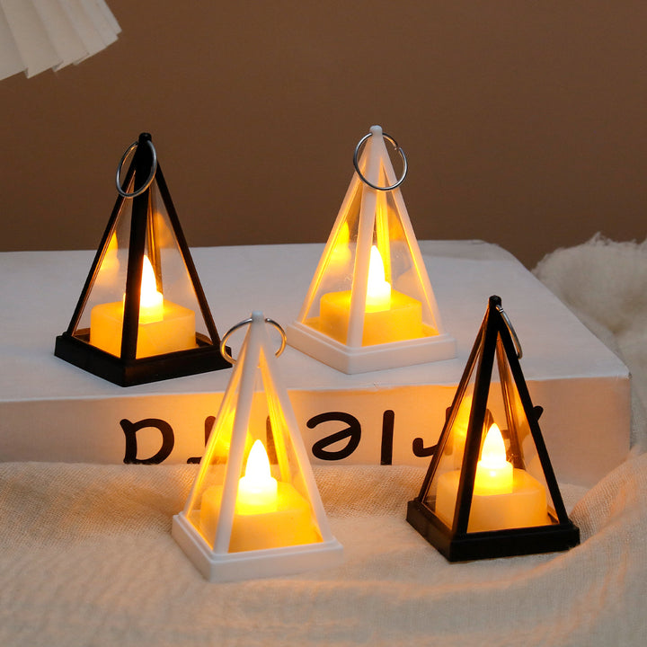 Decorative LED lantern in triangle design for festive occasions