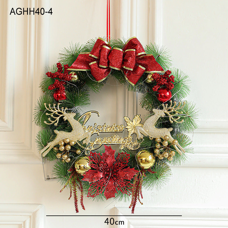 Christmas wreath with lighting, PVC, various designs