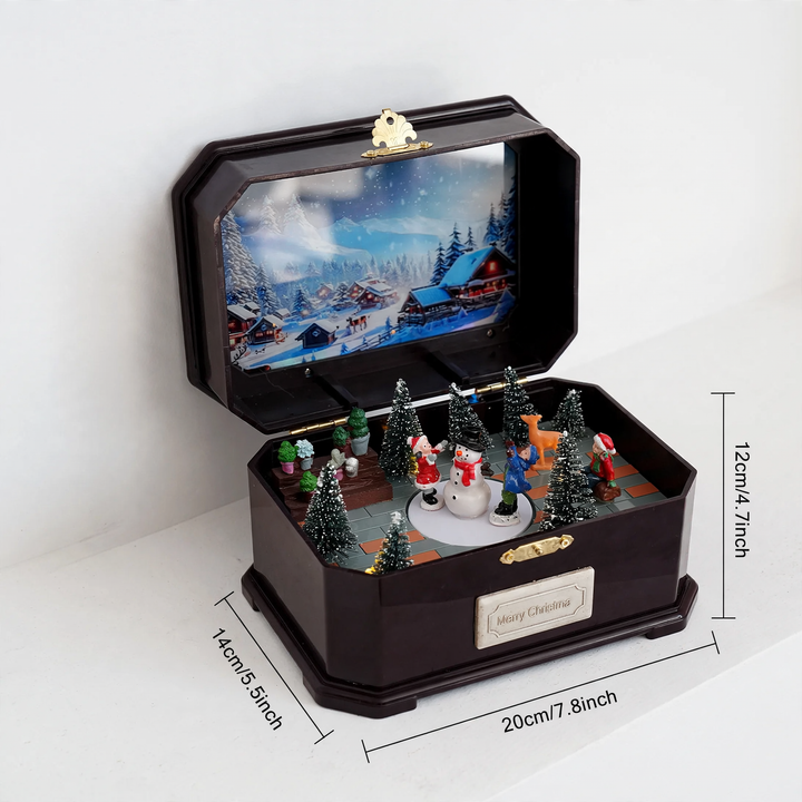 Christmas music box made of resin with lighting