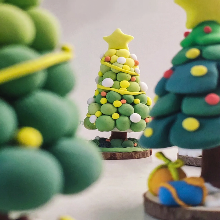 DIY Christmas Tree Craft Set made of modeling clay