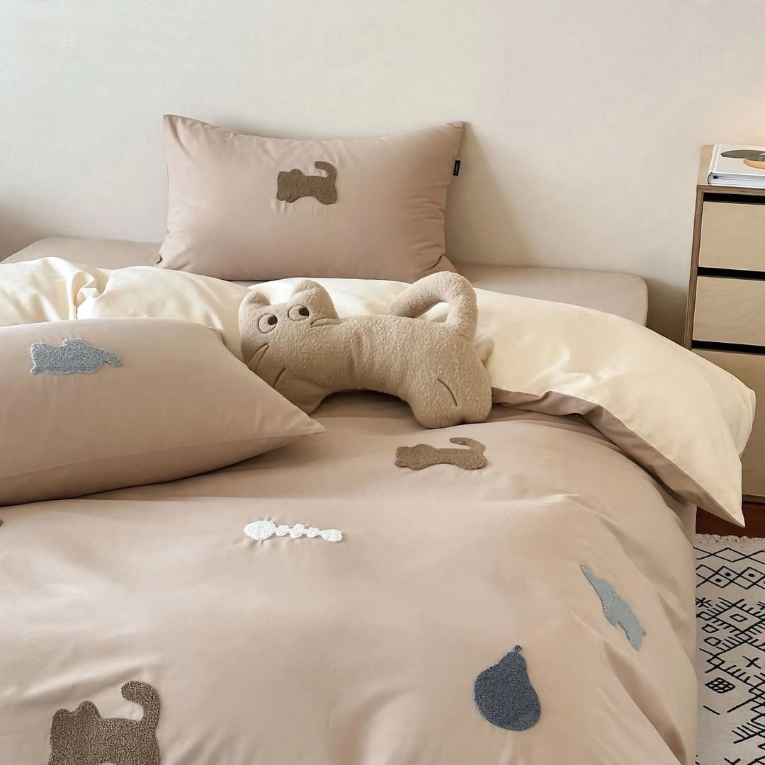 Cotton bedding set, 4-piece, 100 thread count