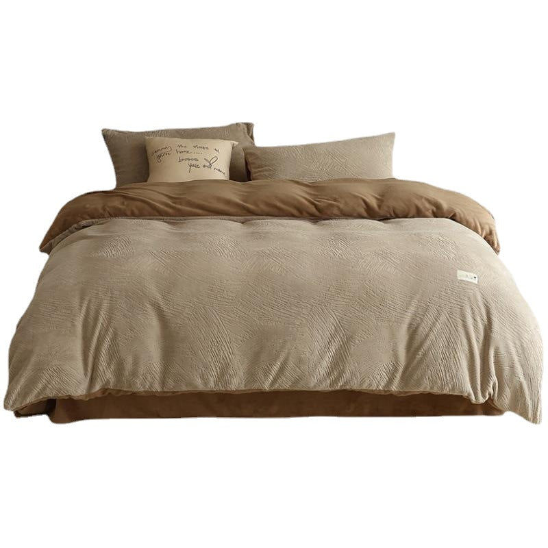 Milk fiber fleece bedding set, solid color