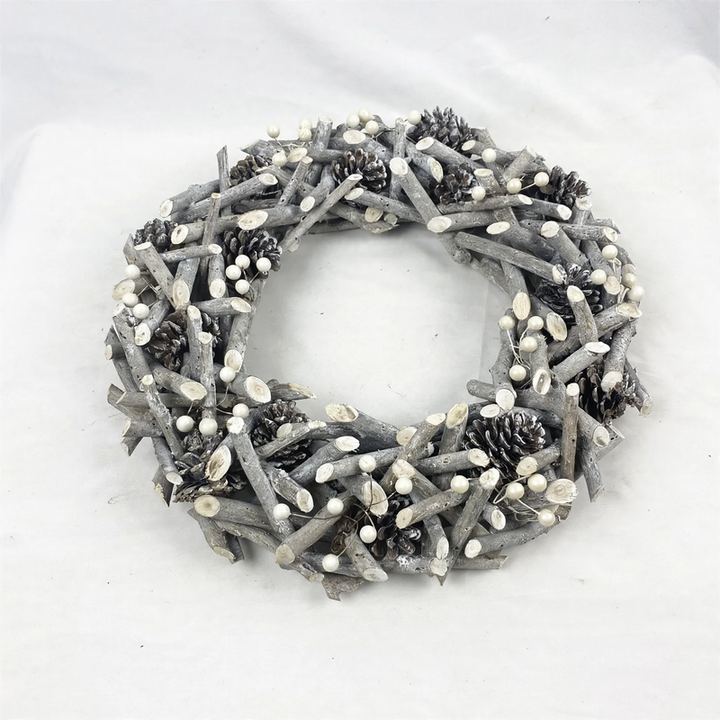 Decorative Christmas wreath made of wood and iron