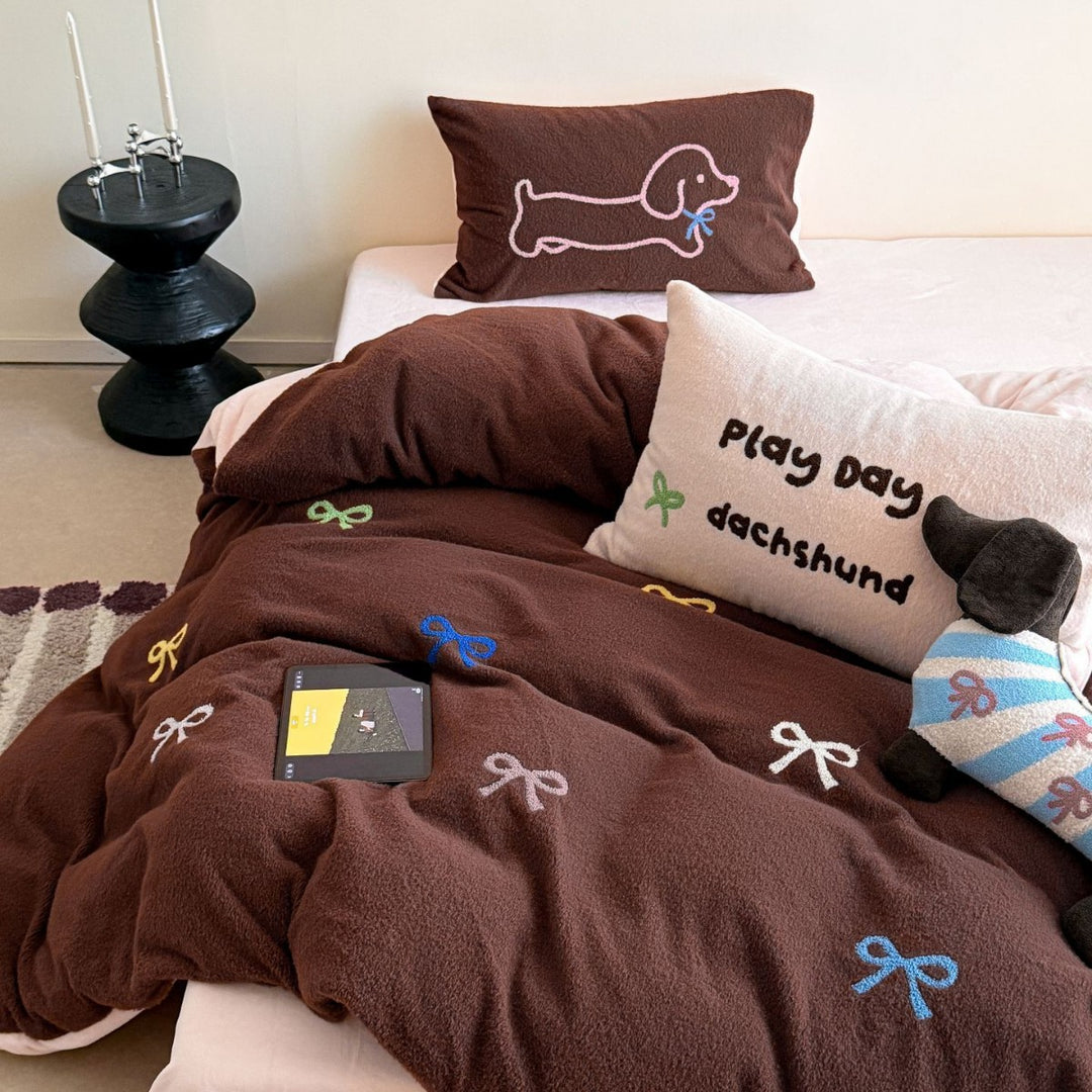 Milk fleece bedding set, cartoon design, winter