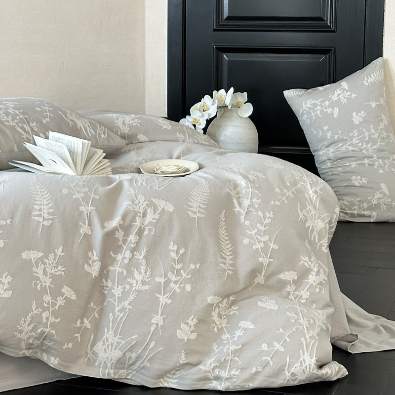 Cotton bedding set, 4-piece, jacquard pattern