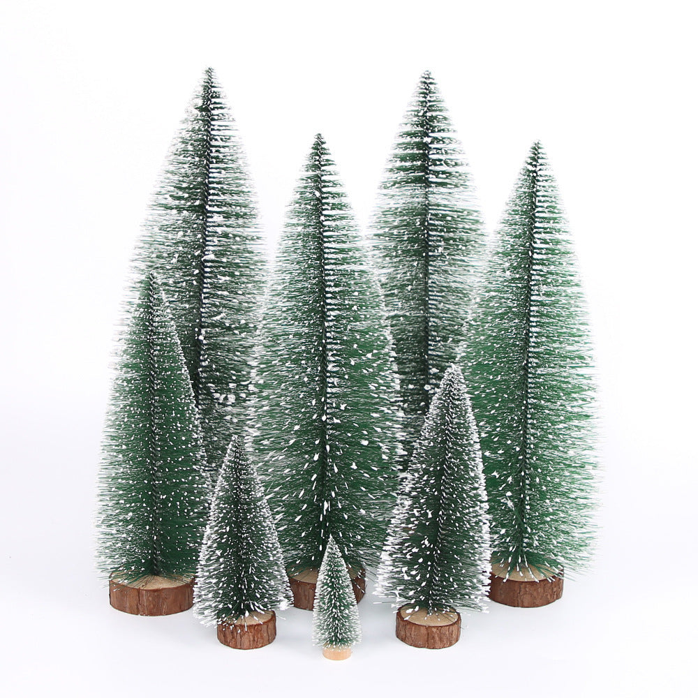 Mini Christmas tree with wooden base, snow-covered, 10-40cm