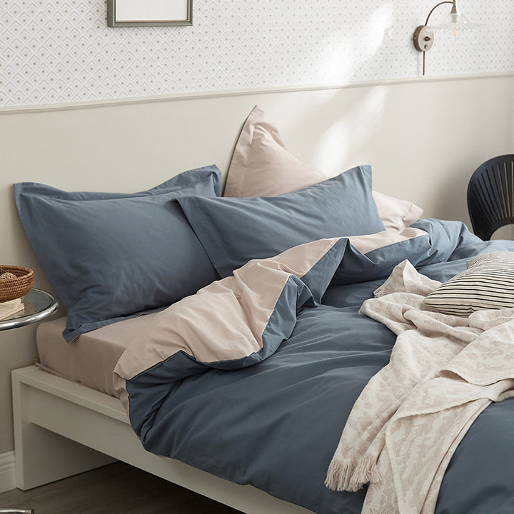 Bedding set, 4-piece, cotton, flock print