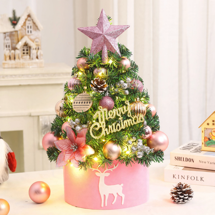 Mini Christmas tree with decoration, 45/60 cm, PVC