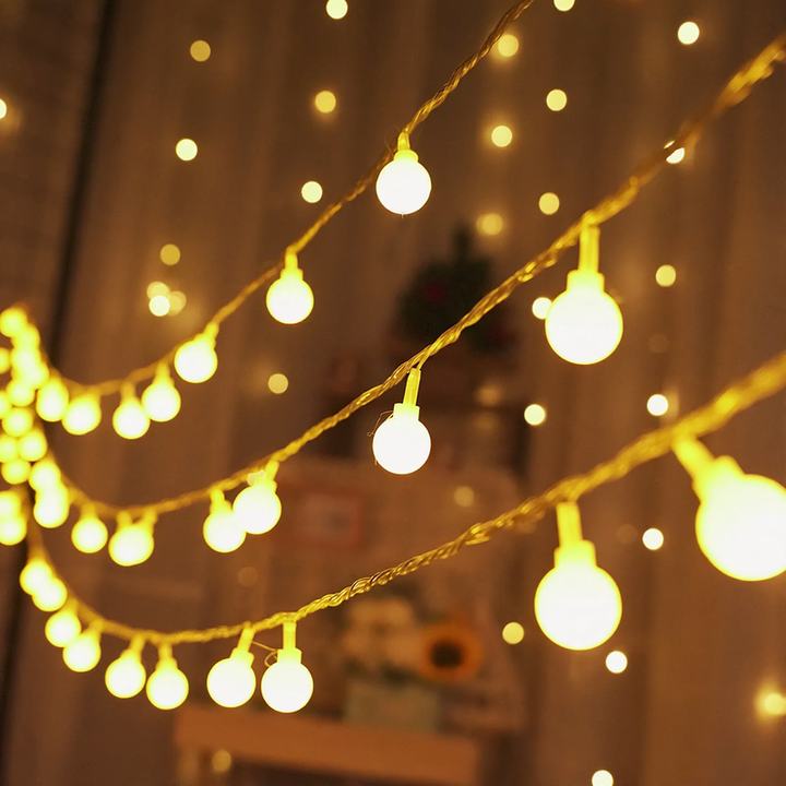 LED string lights with balls for decoration and camping