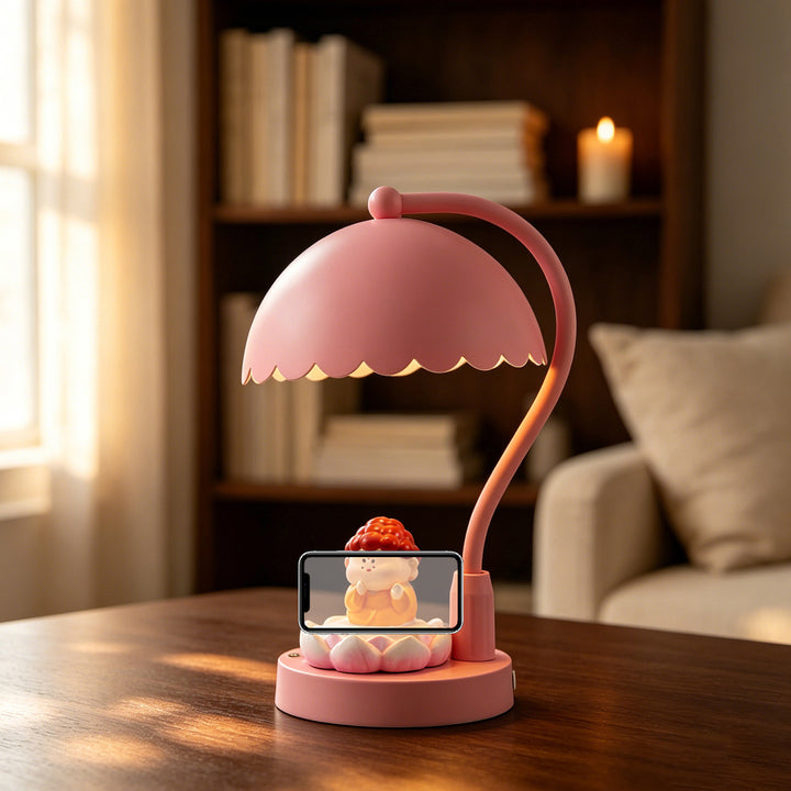 Zen table lamp with lotus leaf design