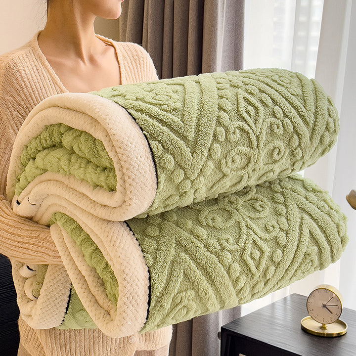 Fluffy flannel throw blanket, double-sided thickened, various sizes