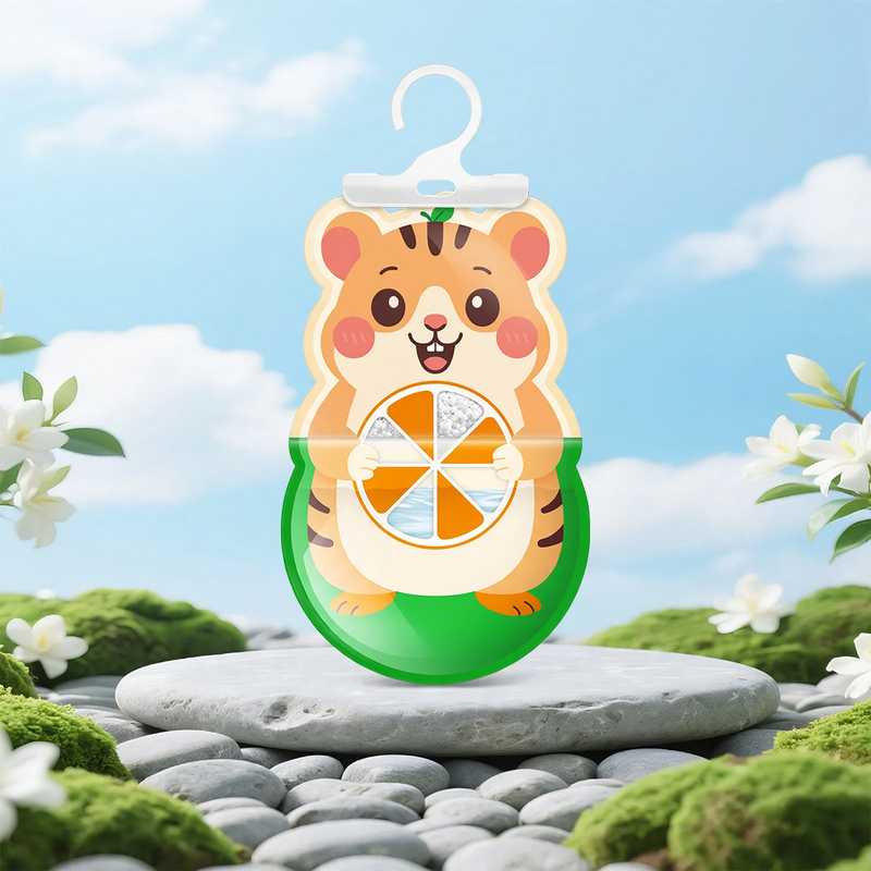 Hanging moisture absorber with fragrance
