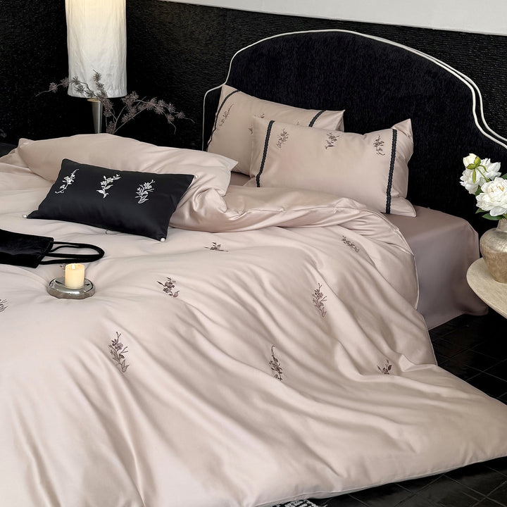 Cotton bedding set, embroidered, long-staple cotton