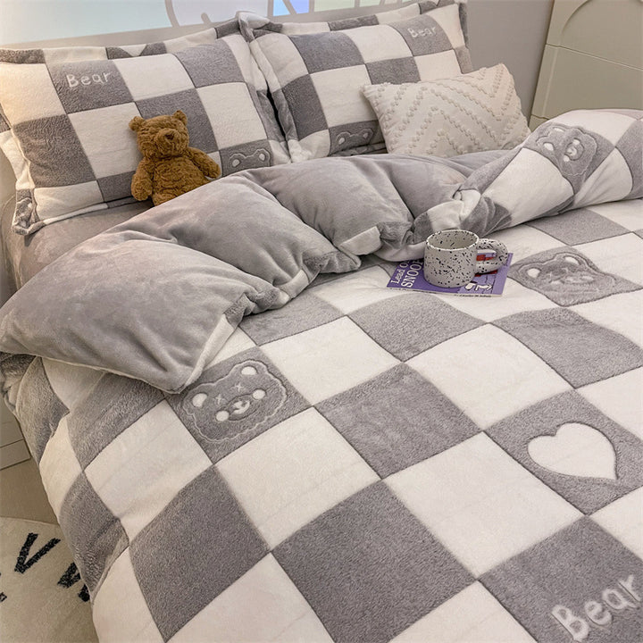 Duvet cover with fleece lining, cartoon design