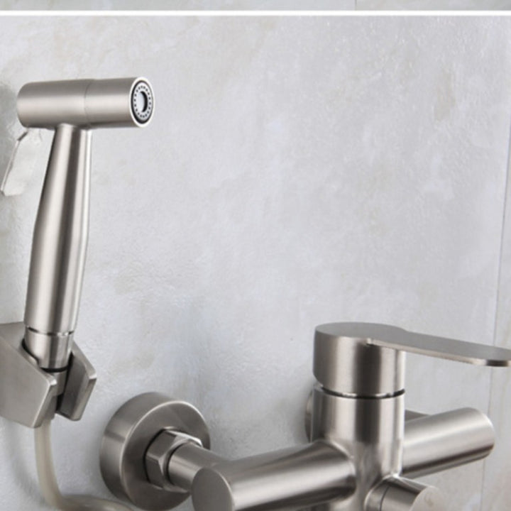 Wall-mounted mixing faucet with swivel outlet