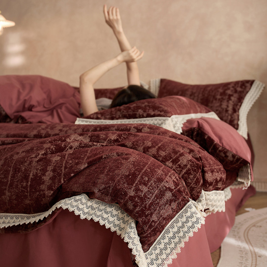 Bedding set with fleece back