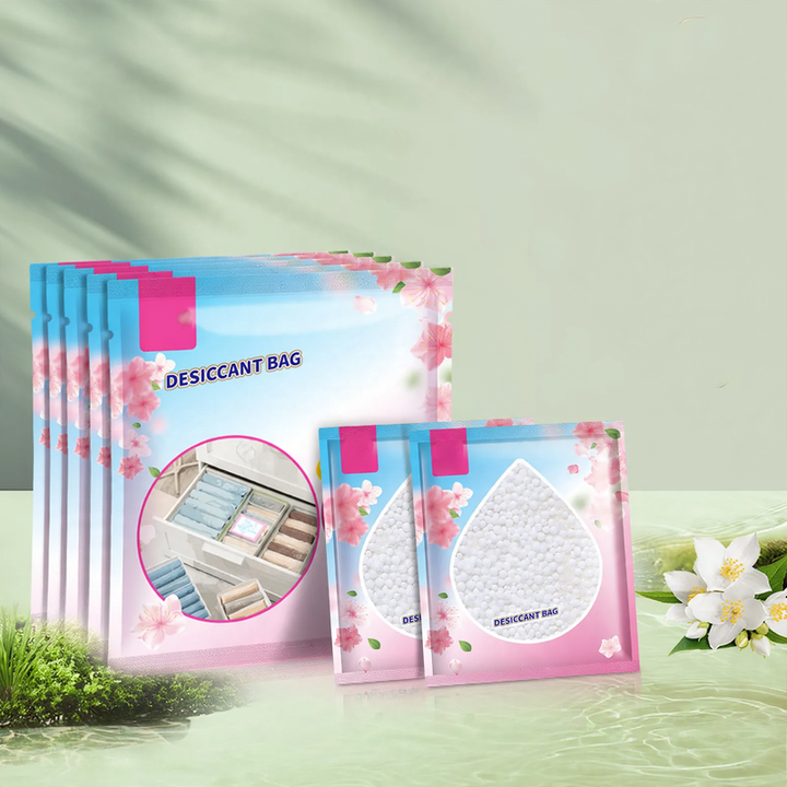 Hanging dehumidifying bag for wardrobes