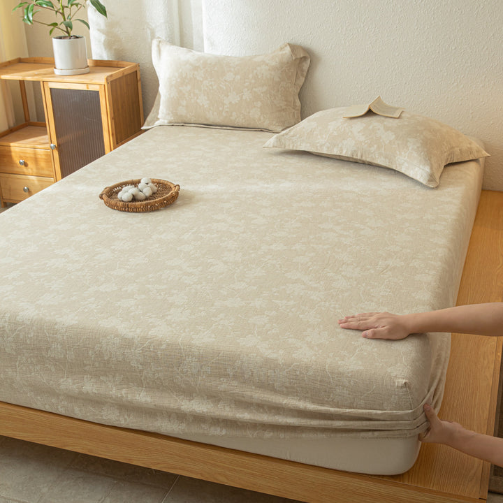 Cotton-linen bed sheet with jacquard pattern