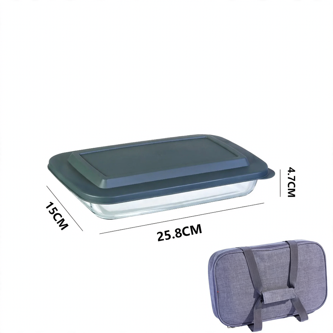 Glass baking tray made of borosilicate glass, rectangular