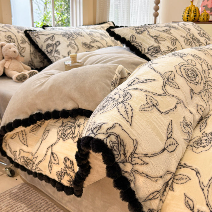 Milk fiber bedding set, autumn/winter, floral pattern