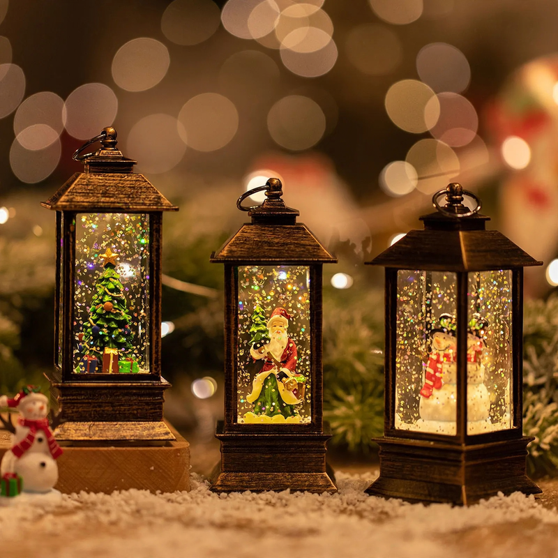 Decorative Christmas light with snow globe effect