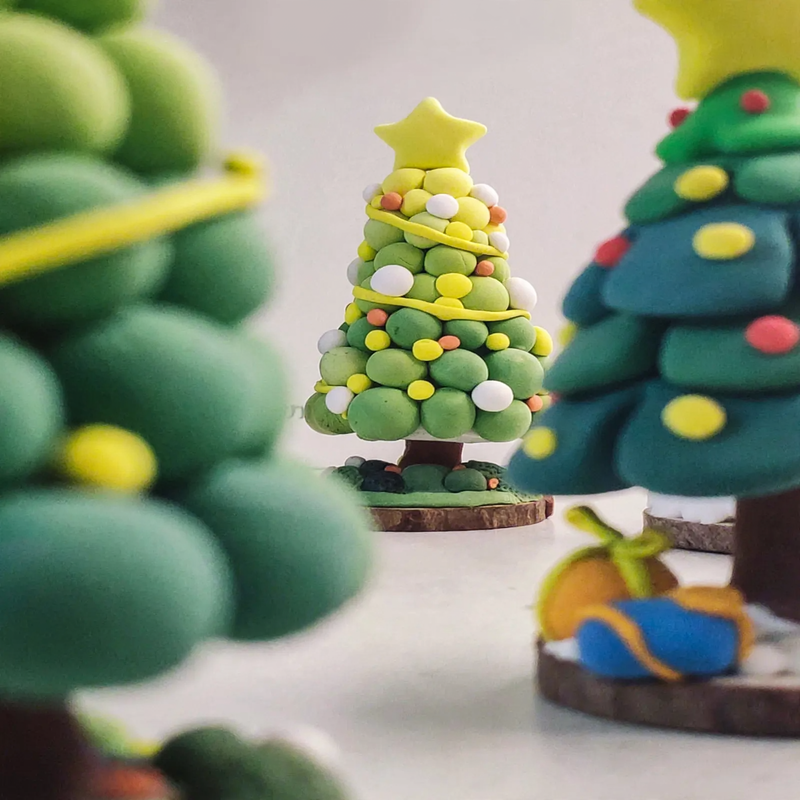 DIY Christmas Tree Craft Set made of modeling clay