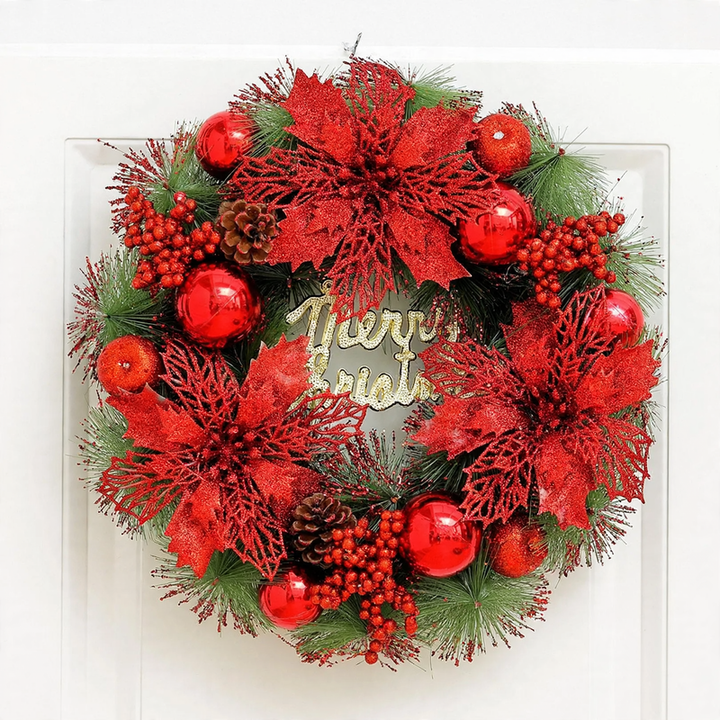 Illuminated Christmas wreath with hanging