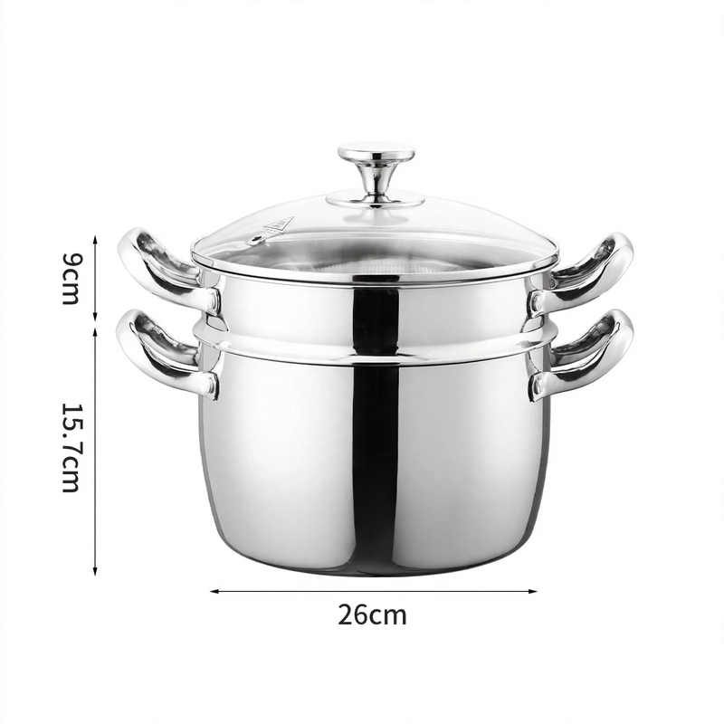 Stainless Steel Soup Pot 24 cm with Glass Lid
