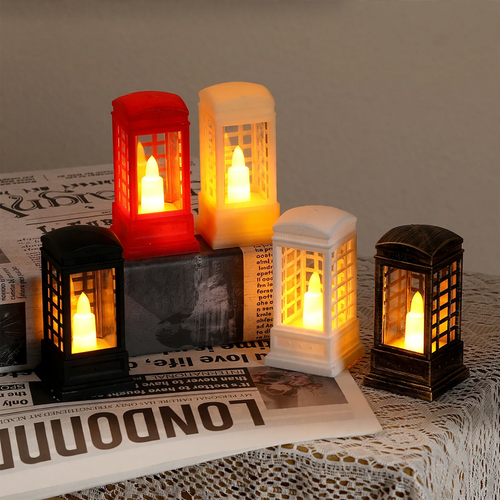 Decorative phone booth lantern with LED light