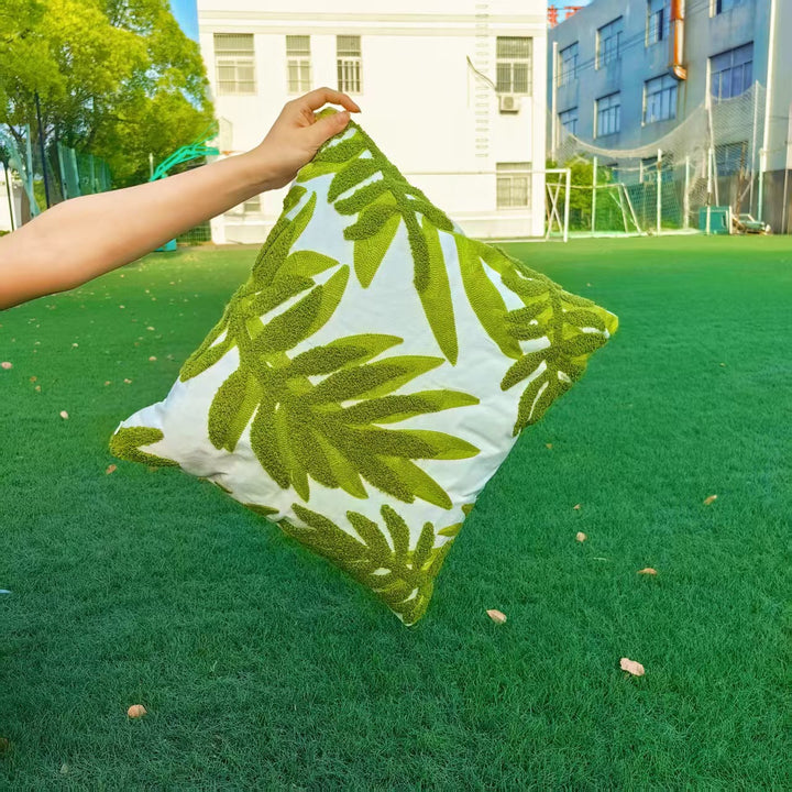 Embroidered cushion cover, 45×45 cm, flower motif