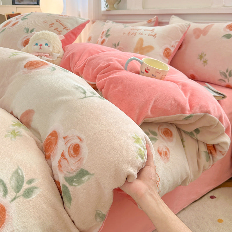 Milk fiber fleece bedding set, various designs