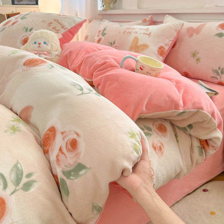 Milk fiber fleece bedding set, various designs