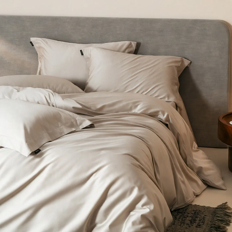 Long-staple cotton bedding, 4-piece, solid color