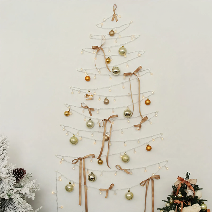 Illuminated Christmas wreath with LED string lights